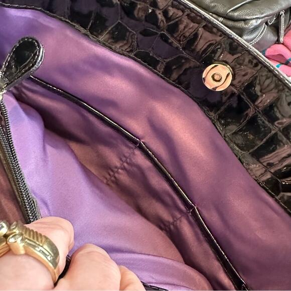 Liz Claiborne Patchwork Color Block Patent Vegan Leather Shoulder Bag Large - Picture 4 of 7